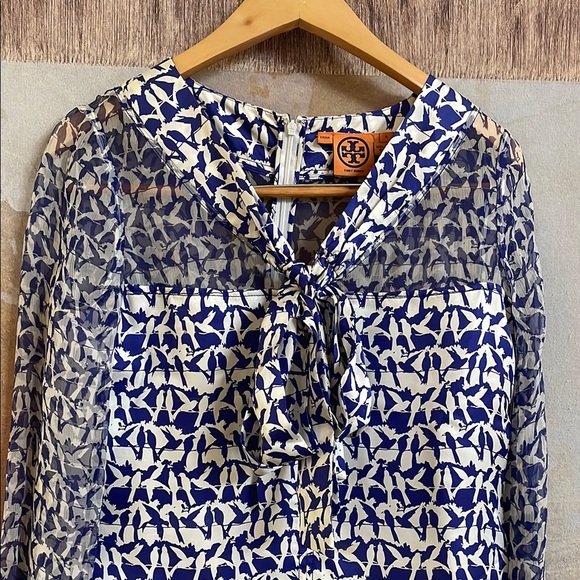 Tory Burch Birds on a Wire Women's Top Silk 4 - Picture 3 of 7